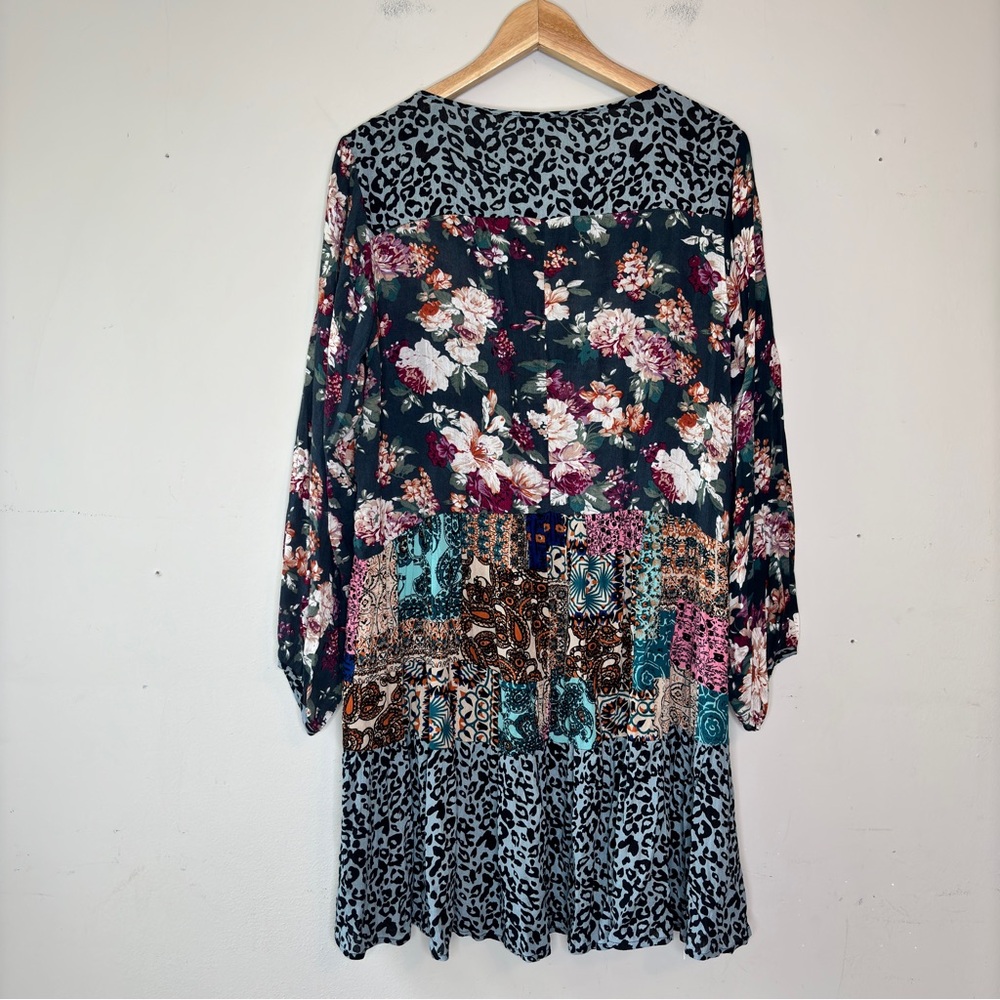 Umgee Multicolor Mixed Print Patchwork Round Neck… - image 10